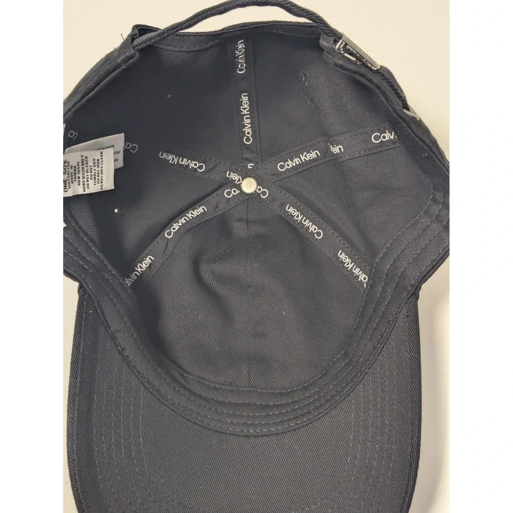 Calvin Klein Mens Black Cotton Embroidered Logo Baseball Cap Dad Hat One Size